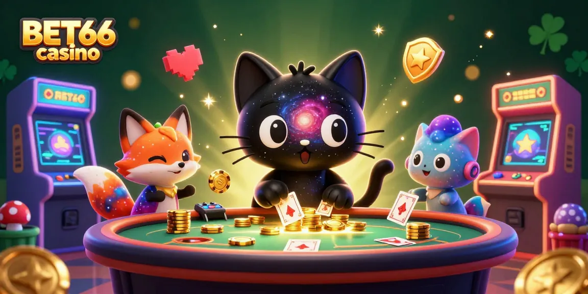 Join the excitement at BET66 casino with dynamic games and vibrant characters in a cosmic setting.