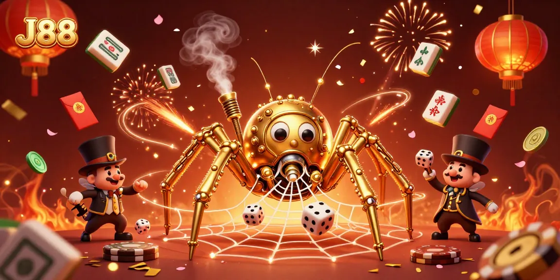 Capture big wins at J88 with our thrilling 3D gambling illustration featuring lucky elements and festive ambiance.
