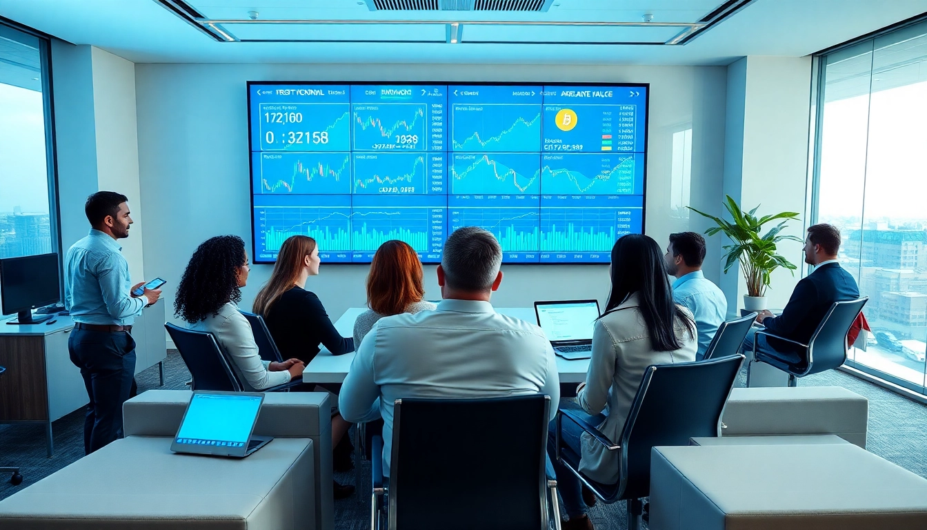 Real-time cryptocurrency analysis at https://kryptovalutakurser.se/ featuring professionals engaging with market data.