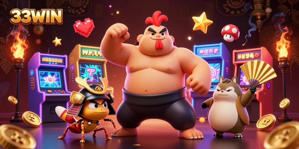 Engage in thrilling gameplay at 33WIN with the powerful sumo rooster and dynamic gaming elements.
