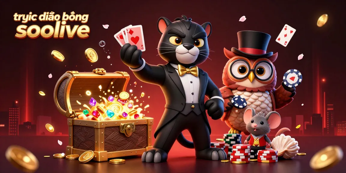 Engage with the exciting world of trực tiếp bóng đá socolive, featuring a stylish black panther dealing cards amidst vibrant casino elements.