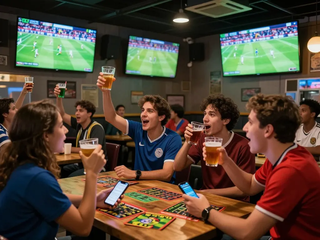 Socolive enhances the experience of soccer viewing alongside enthusiastic fans in a lively sports bar.