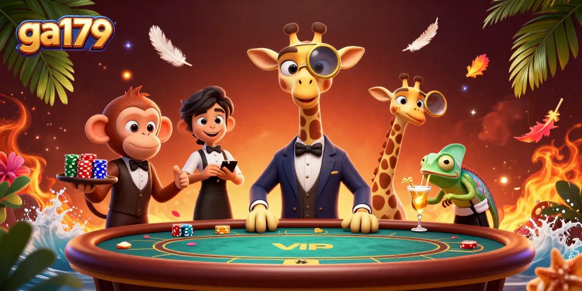 Experience thrilling cockfighting action at ga179 with a vibrant casino backdrop and exciting characters.