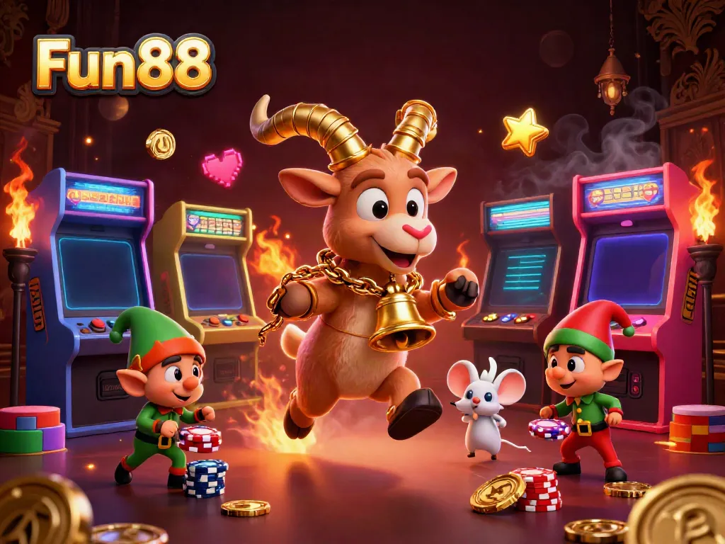 Experience the festive Fun88 casino, complete with unique characters and vibrant game elements.