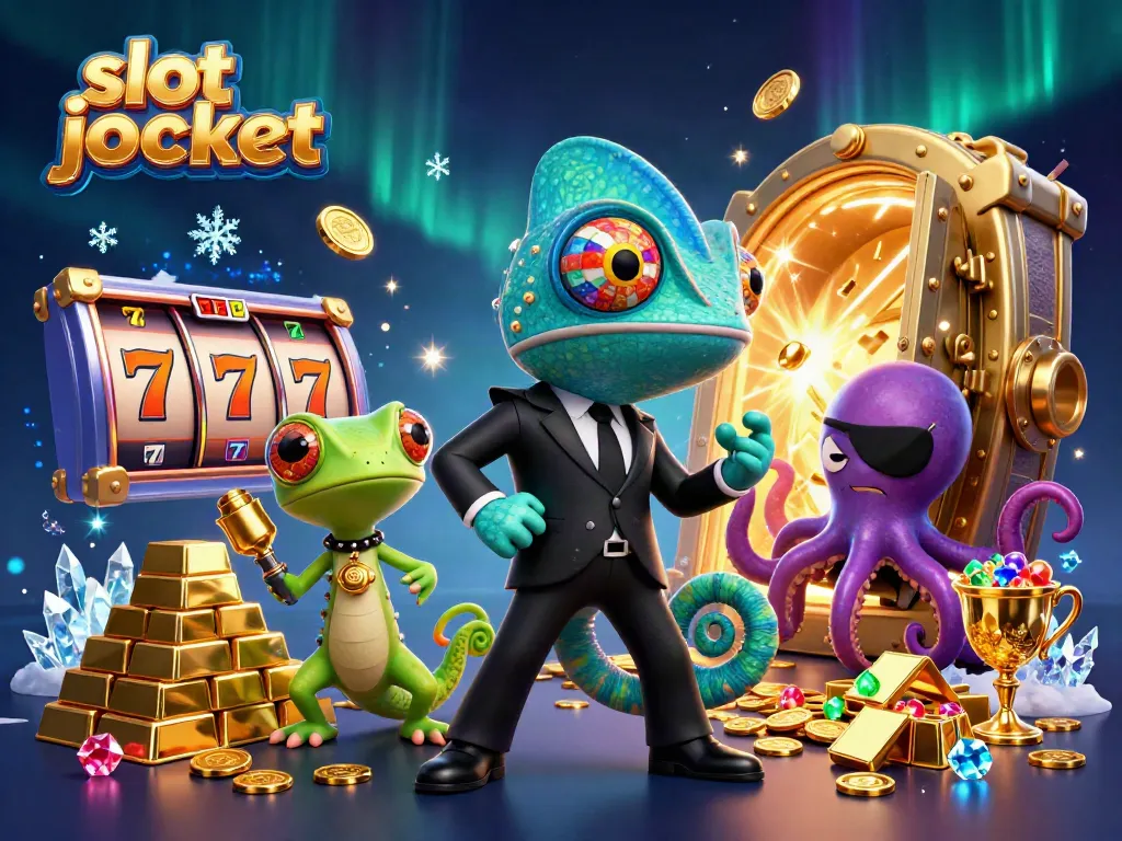 Experience the thrill of slot jackpot as characters engage with vibrant casino elements.