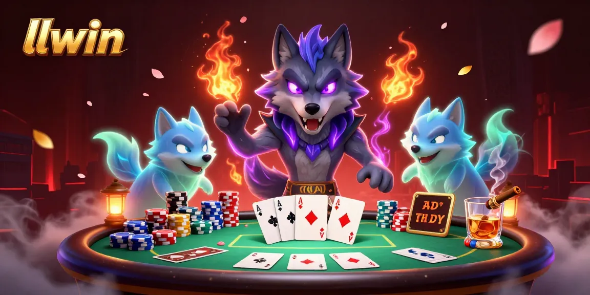 llwin showcases a dynamic 3D illustration of spectral wolves in a vibrant casino scene