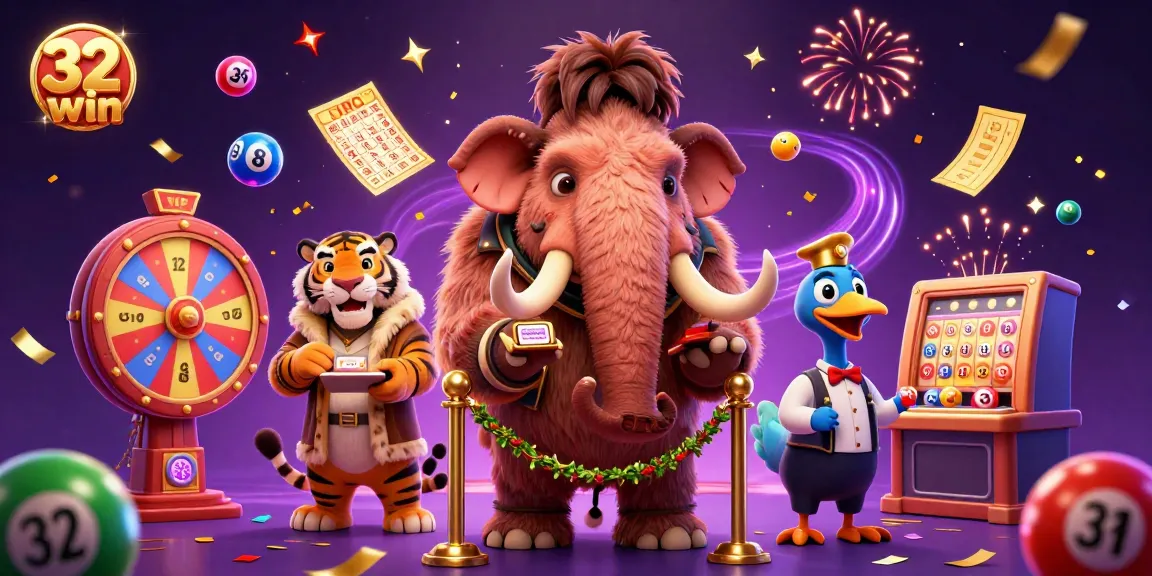 Experience the excitement of 32win with a colorful casino scene featuring lively characters and dynamic game elements.