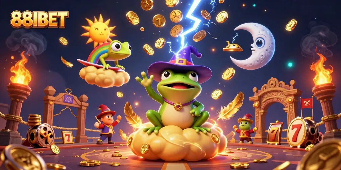 Experience thrilling wins at 88I BET with an exciting casino scene of golden coins and magical creatures.