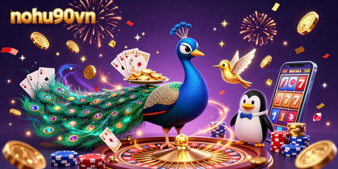 Immerse in the excitement of nohu90vn with a dazzling casino scene featuring animated characters and jackpot thrills.