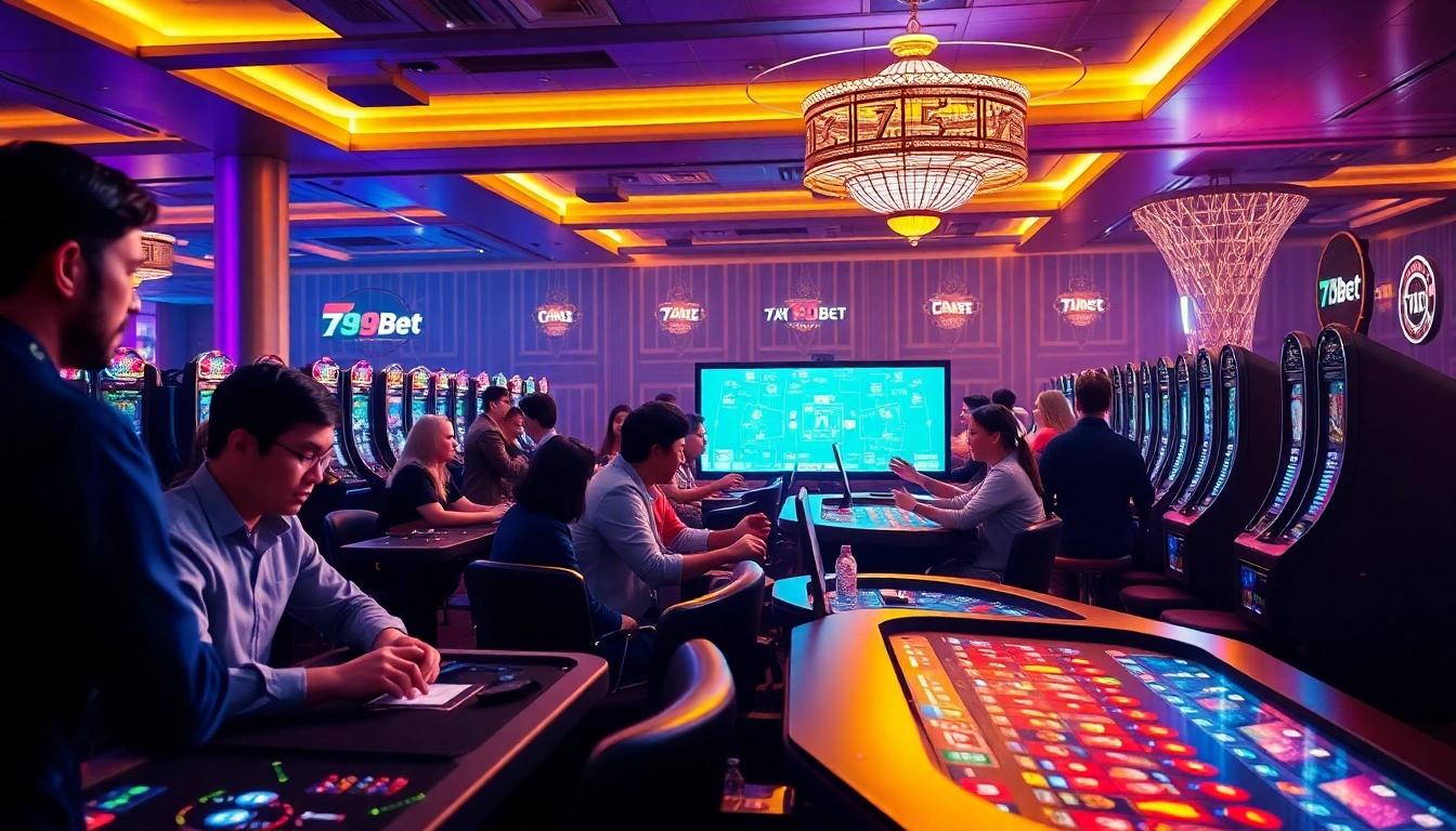 Engaging scene of players enjoying various games at 789bet online betting platform