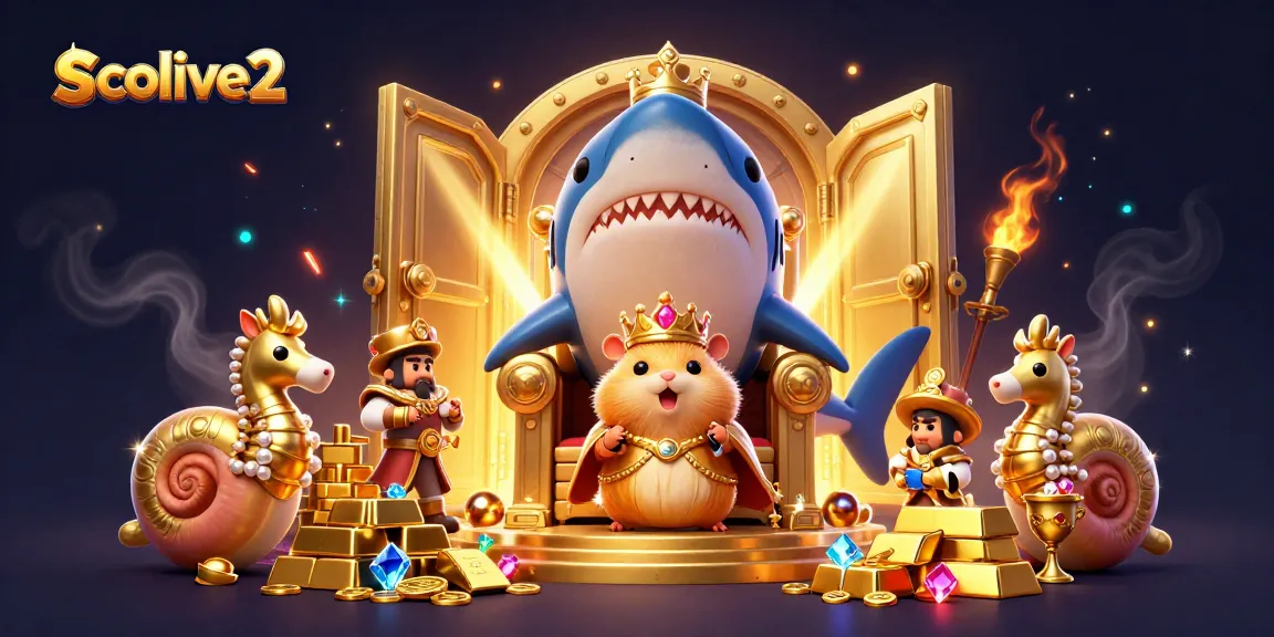 Socolive2 presents vibrant 3D casino scene with a golden hamster king among treasure, engaging viewers with dynamic betting action.