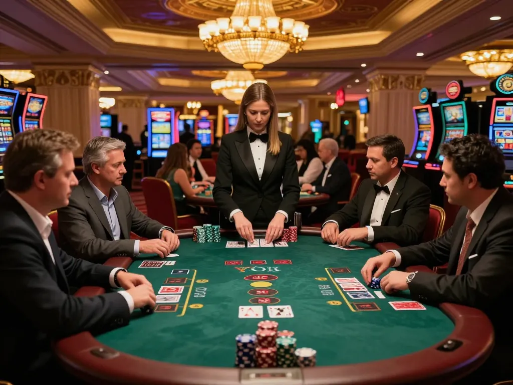 VA88 blackjack players engaged in high-stakes gameplay with intense focus and energy.