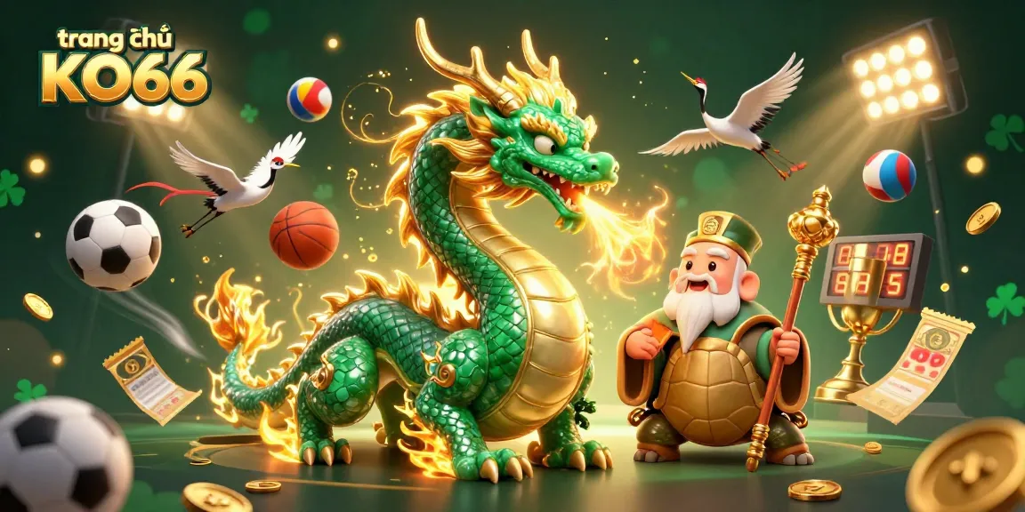 Experience the exciting features of trang chủ KO66 with a dynamic casino illustration showcasing games and rewards.