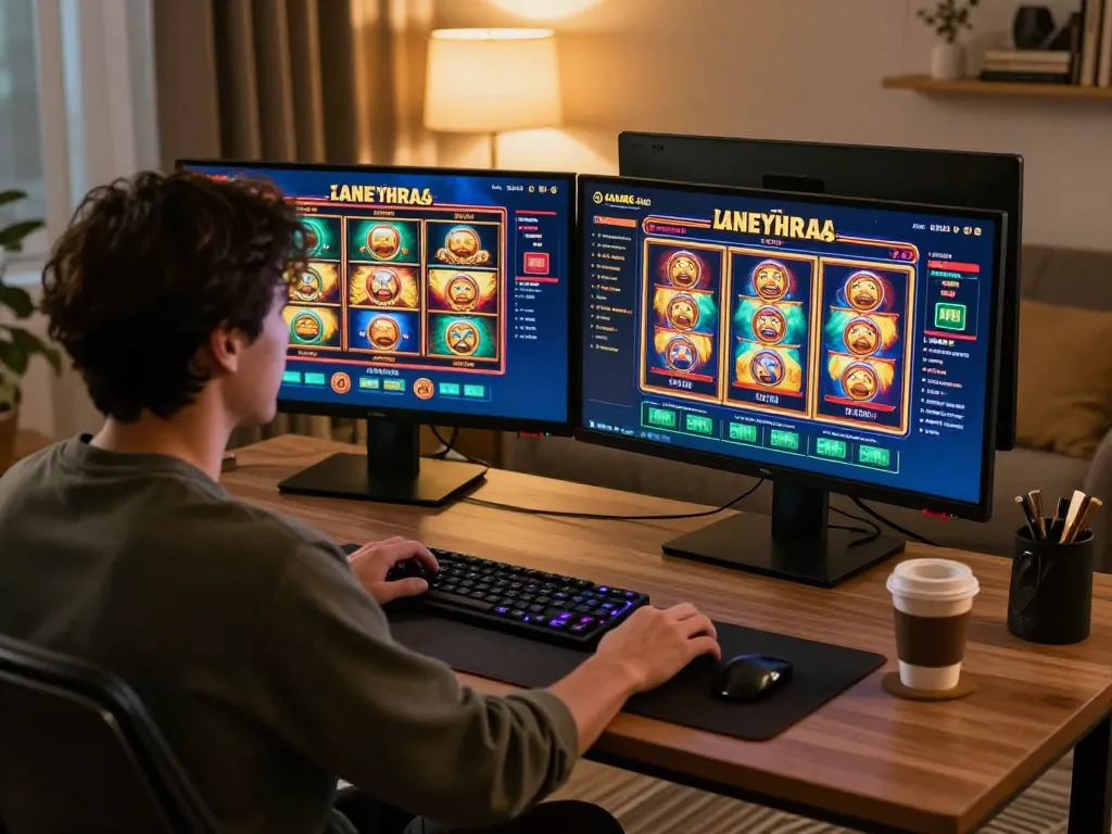 Player engaging with online casino at alo8, showcasing dynamic slot games and live dealer action.