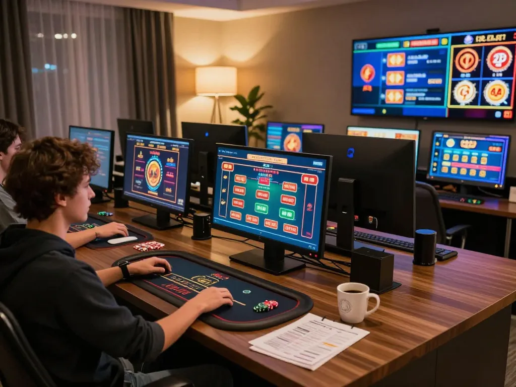 Player enjoying online casino games on multiple screens, highlighting RR88 platform