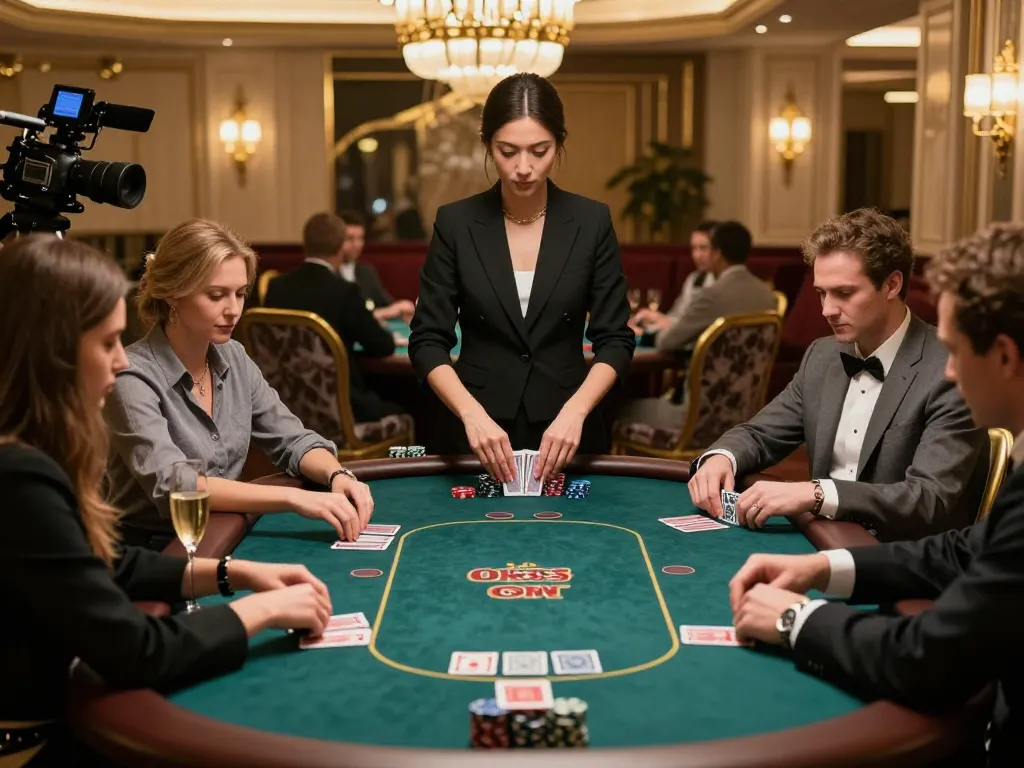 Experienced players strategizing at a poker table in the VIP area of OK365 COM.