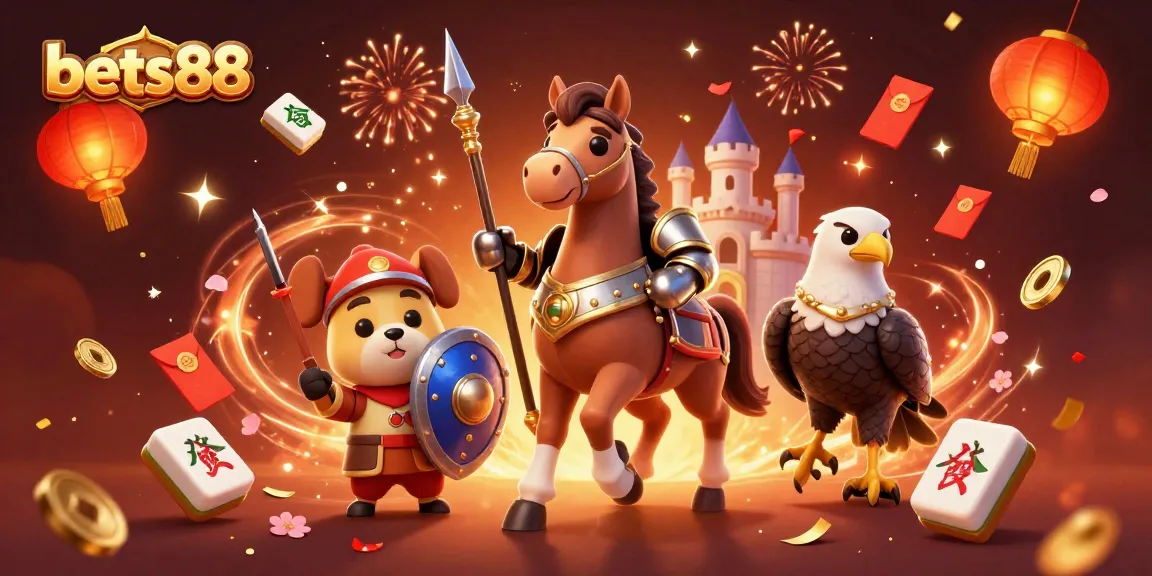 Experience the excitement of bets88 with dynamic 3D casino scenes featuring knights and festive elements.