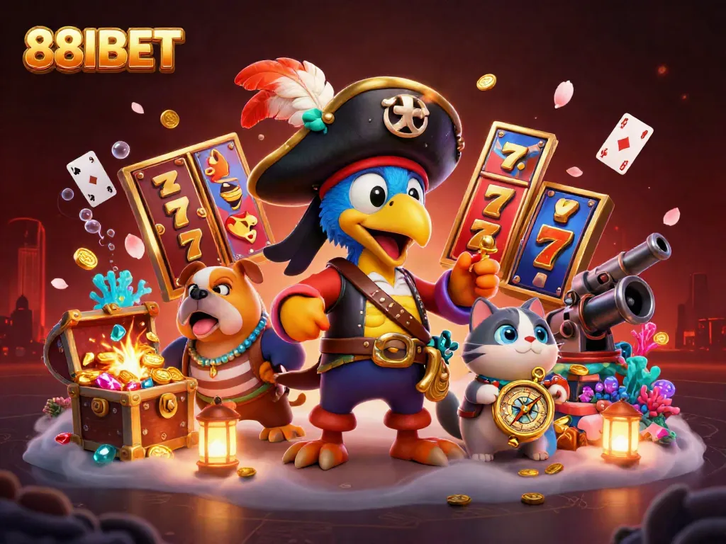 Experience thrilling wins at 88IBET with lively slot reels and pirate-themed characters