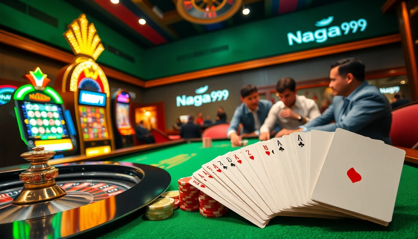 Naga99 players enjoying exciting casino games at a vibrant roulette table with colorful chips.